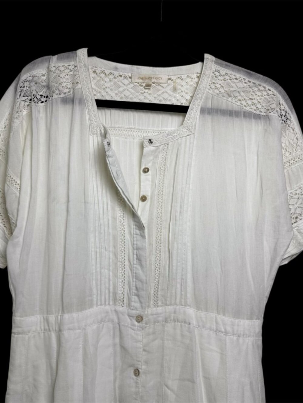 LoveShackFancy Edie voile lace trim white large cotton cottagecore midi dress - Picture 5 of 10